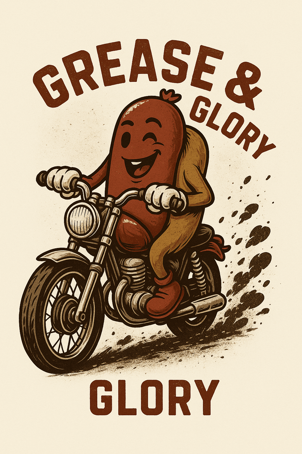 Winking Sausage Rider on Motorcycle Sticker