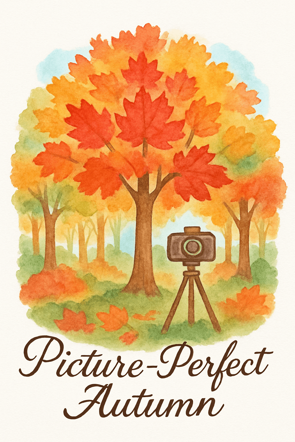 Picture-Perfect Autumn Scene Watercolor