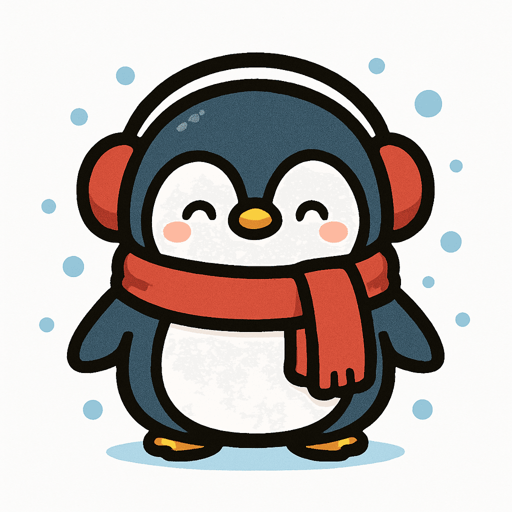 Adorable Winter Penguin with Cozy Scarf