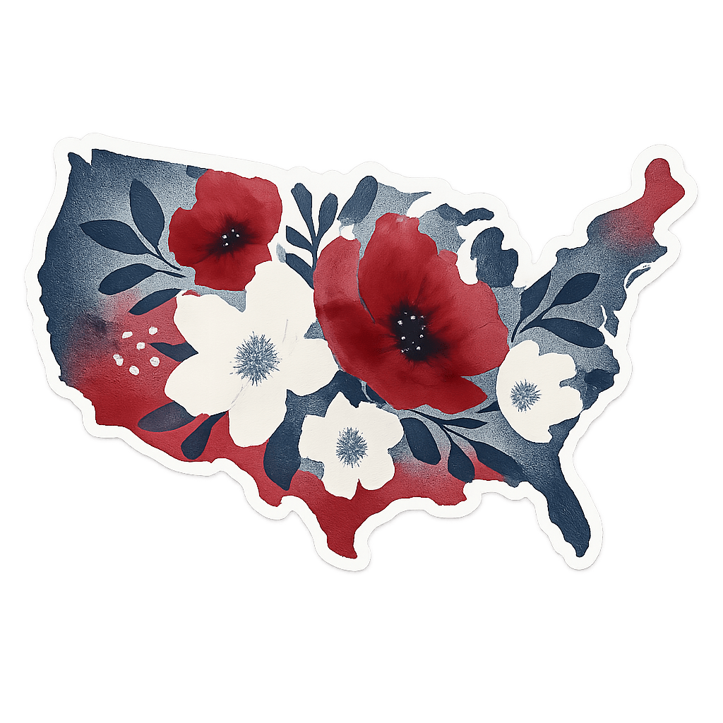 Floral USA Map Design