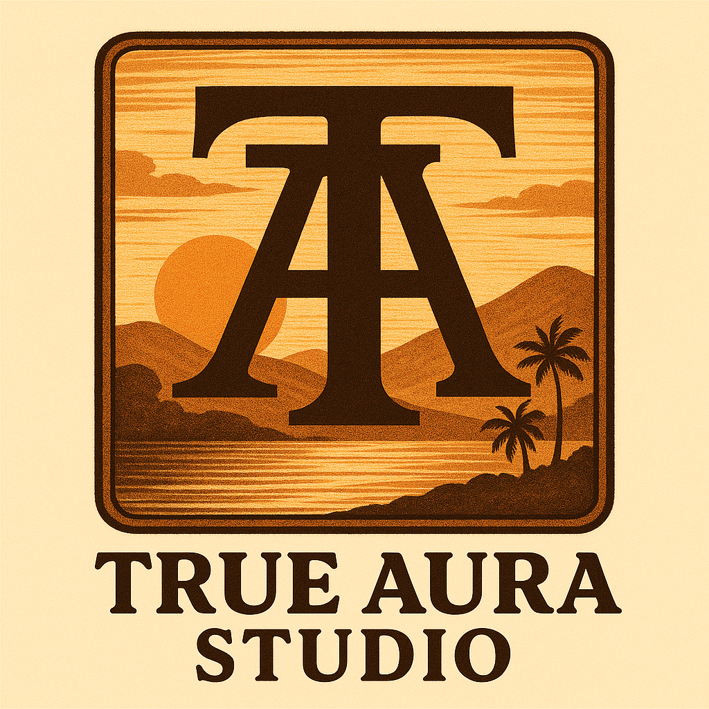 Vintage Sunset Logo with Tropical Vibes