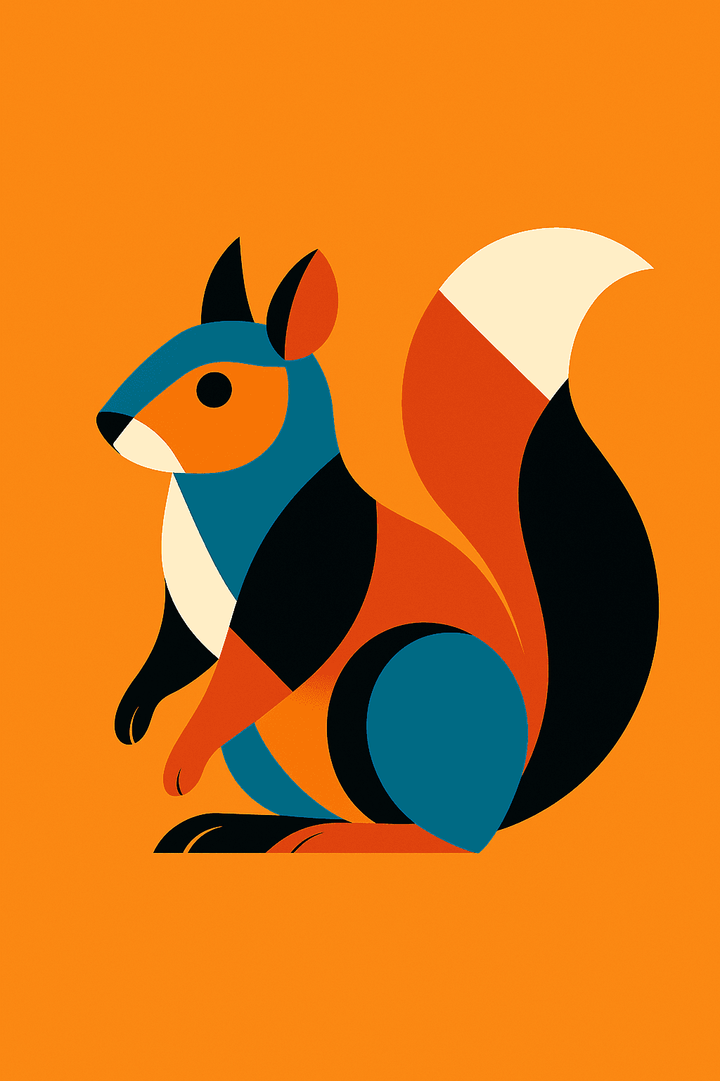 Geometric Colorblock Squirrel Design