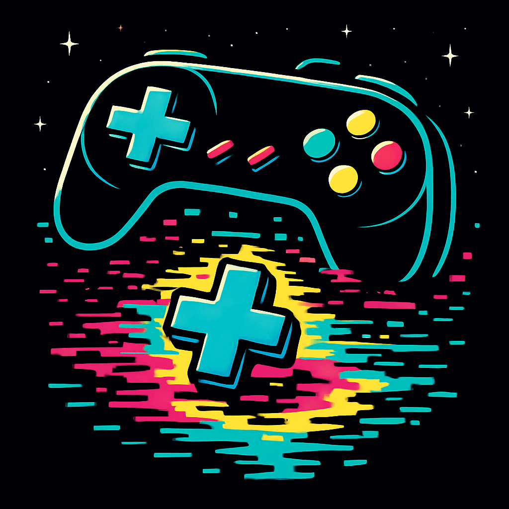 Retro Gaming Controller with Pixelated Glow