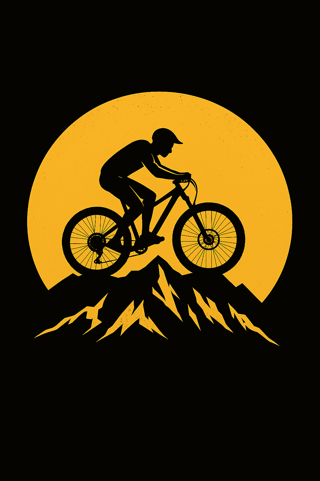 Mountain Biker Silhouette Against Sunset