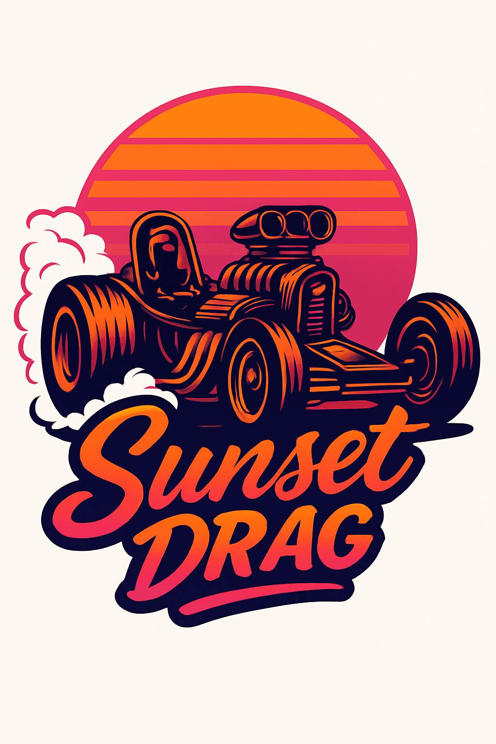 Sunset Dragster Retro Racing Sticker