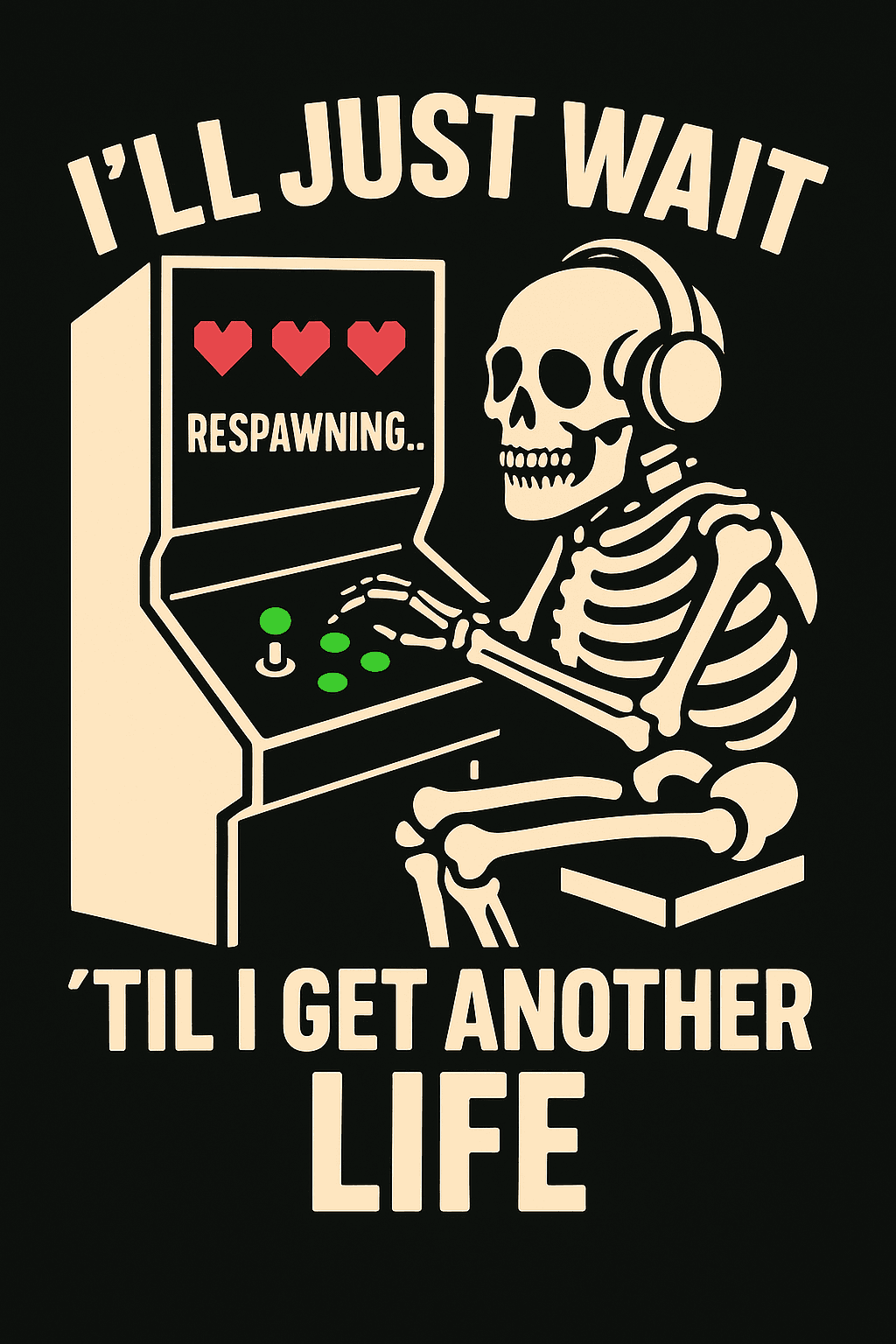 Gaming Skeleton Waiting to Respawn T-Shirt Design