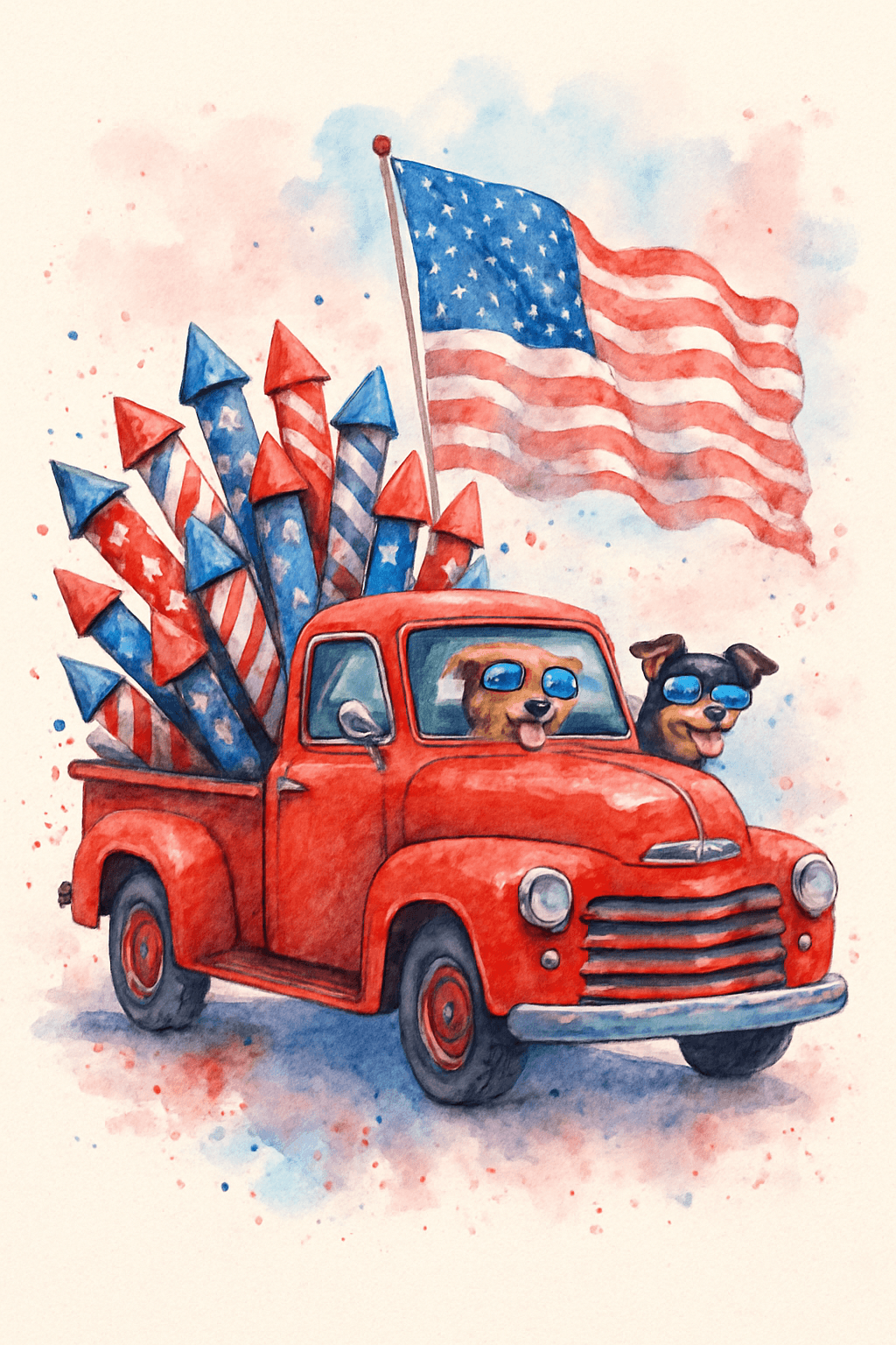 Patriotic Pups on a Firework Ride