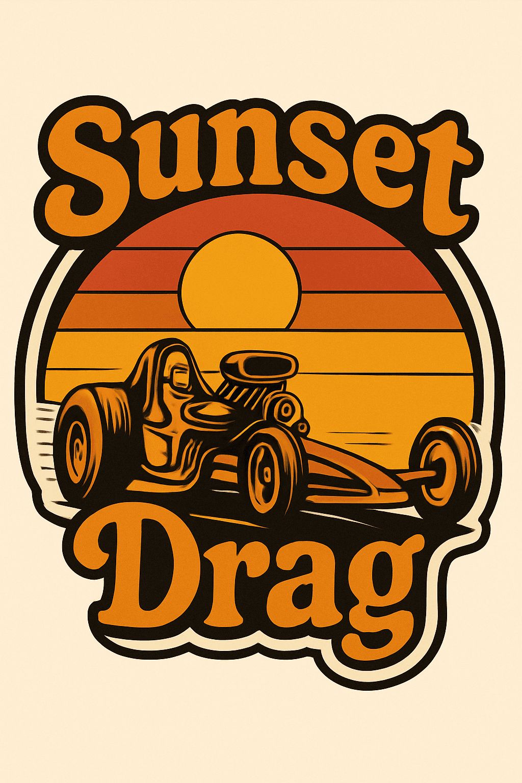 Retro Sunset Dragster Racing Sticker