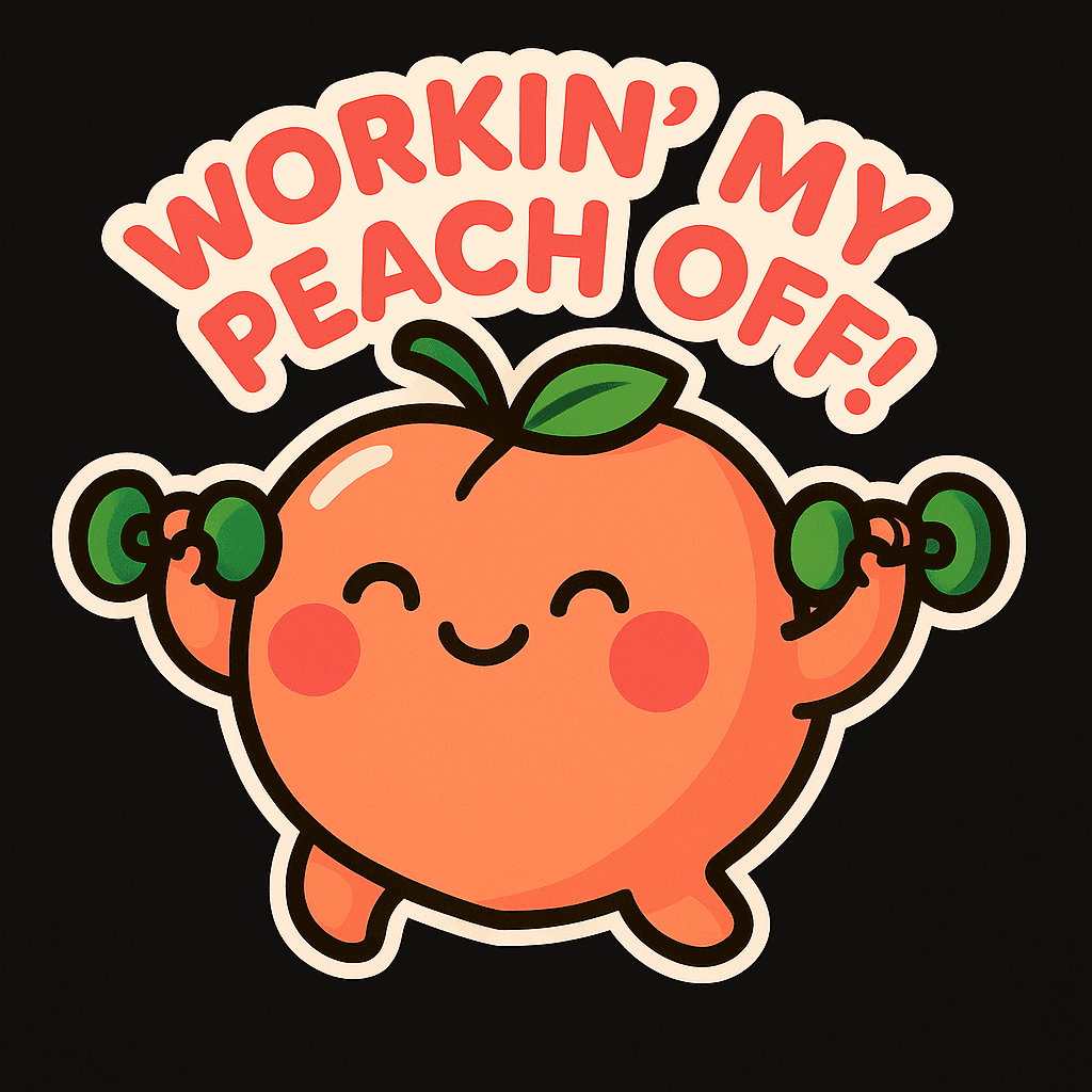 Cute Peach Character Lifting Dumbbells Sticker