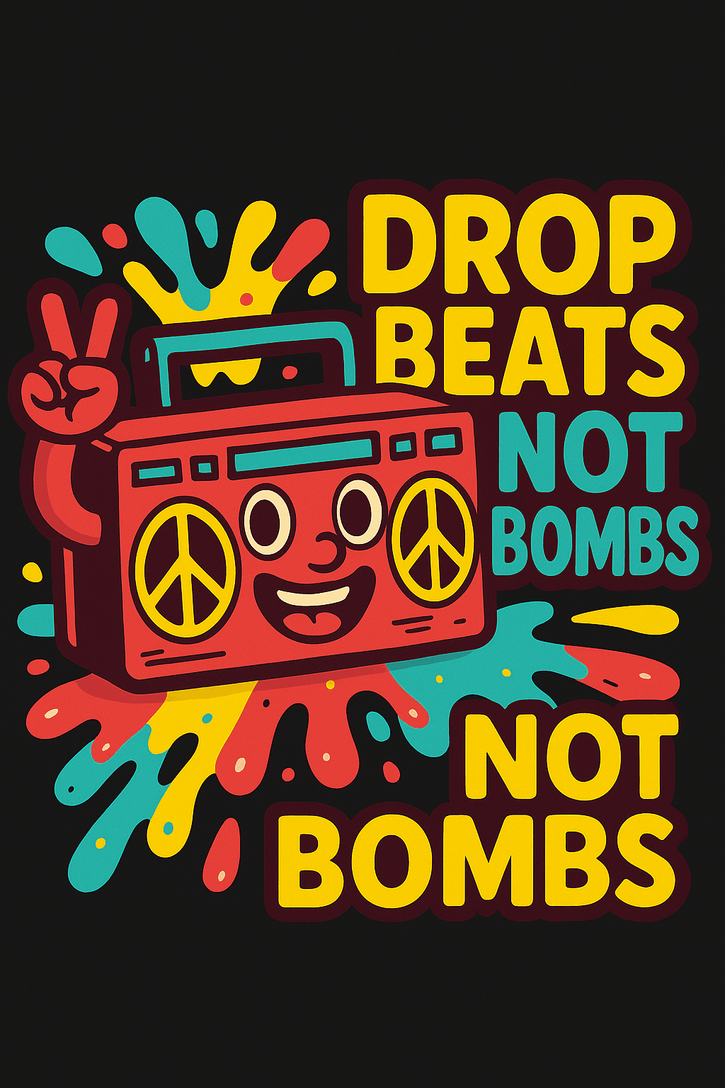 Peaceful Beats Retro Boombox Sticker