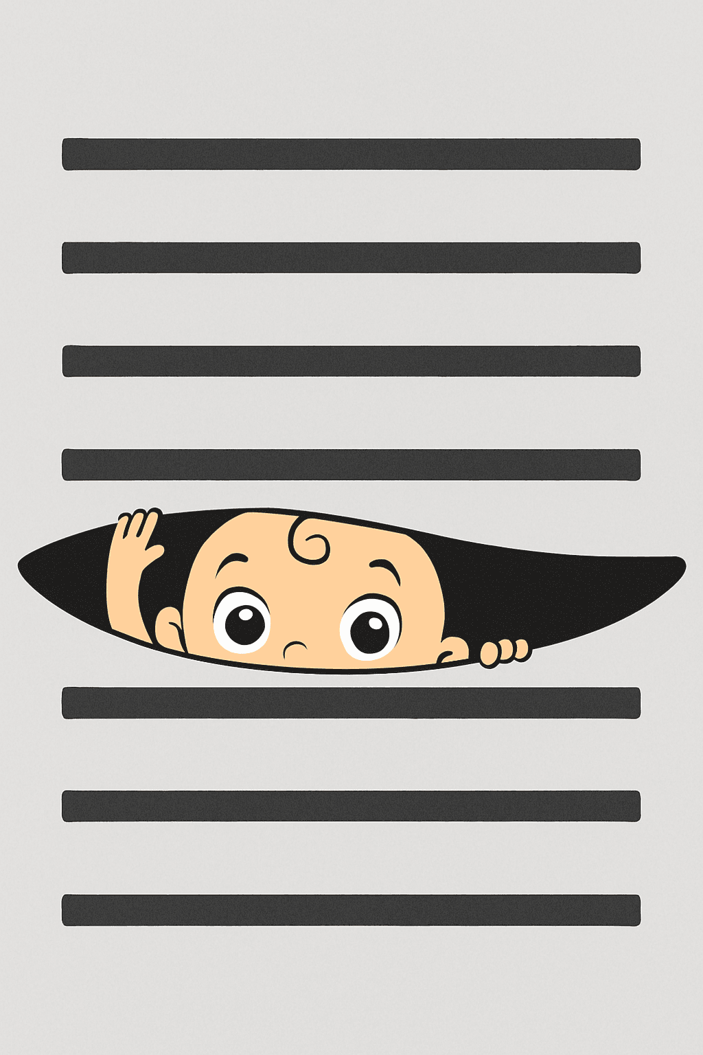 Peekaboo Baby Hiding Behind Bars