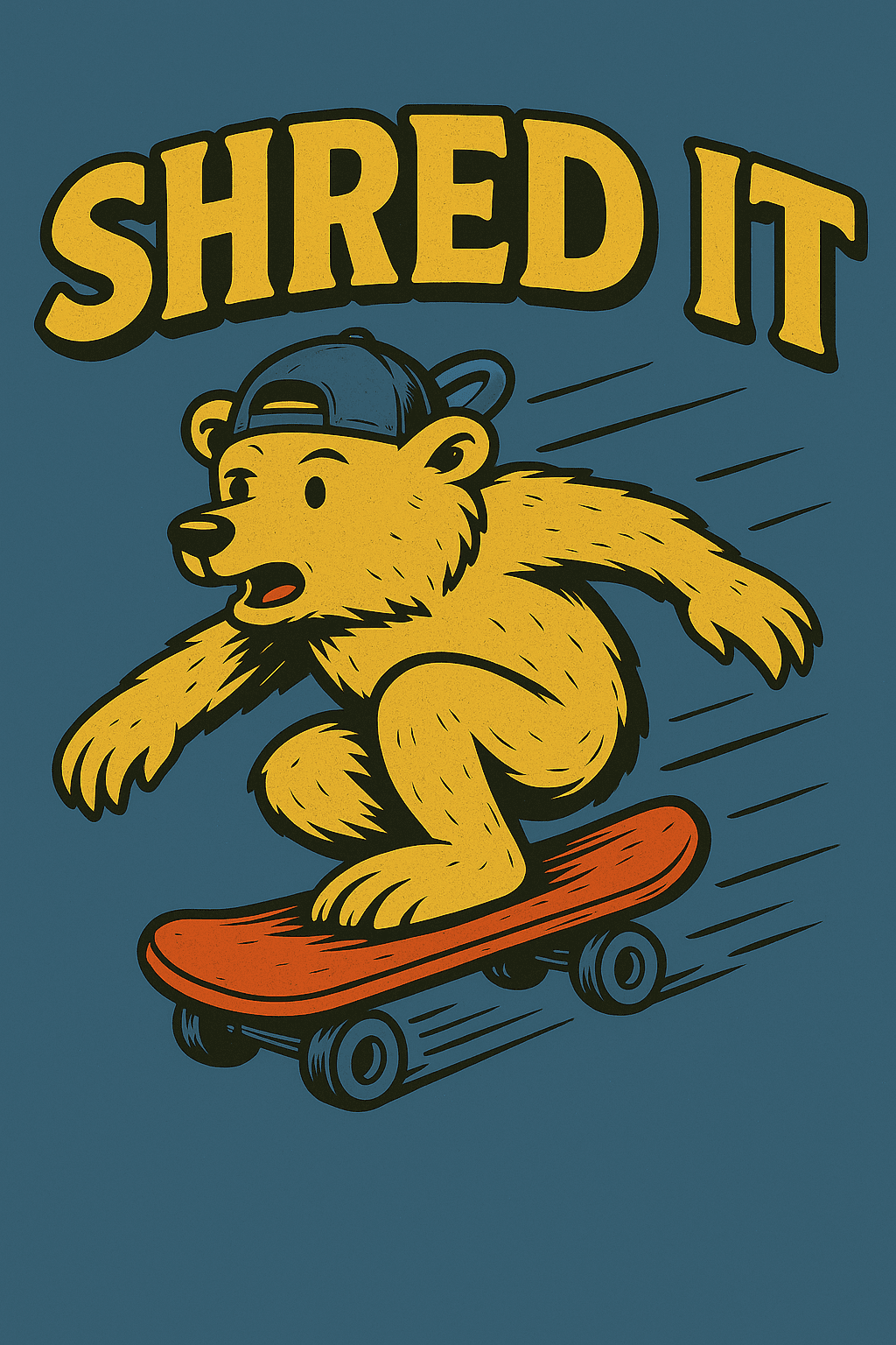 Cool Skateboarding Bear 'Shred It' Tee