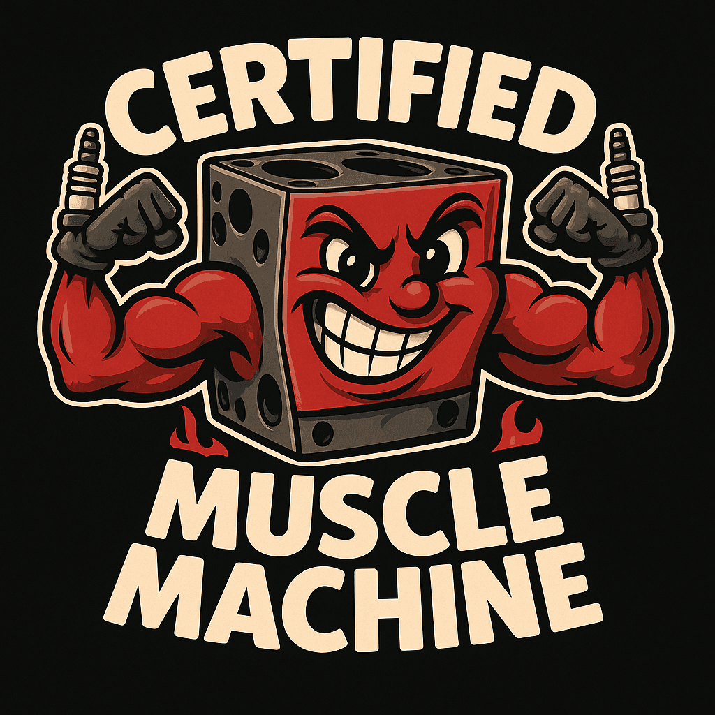 Certified Muscle Machine Cartoon Engine Block