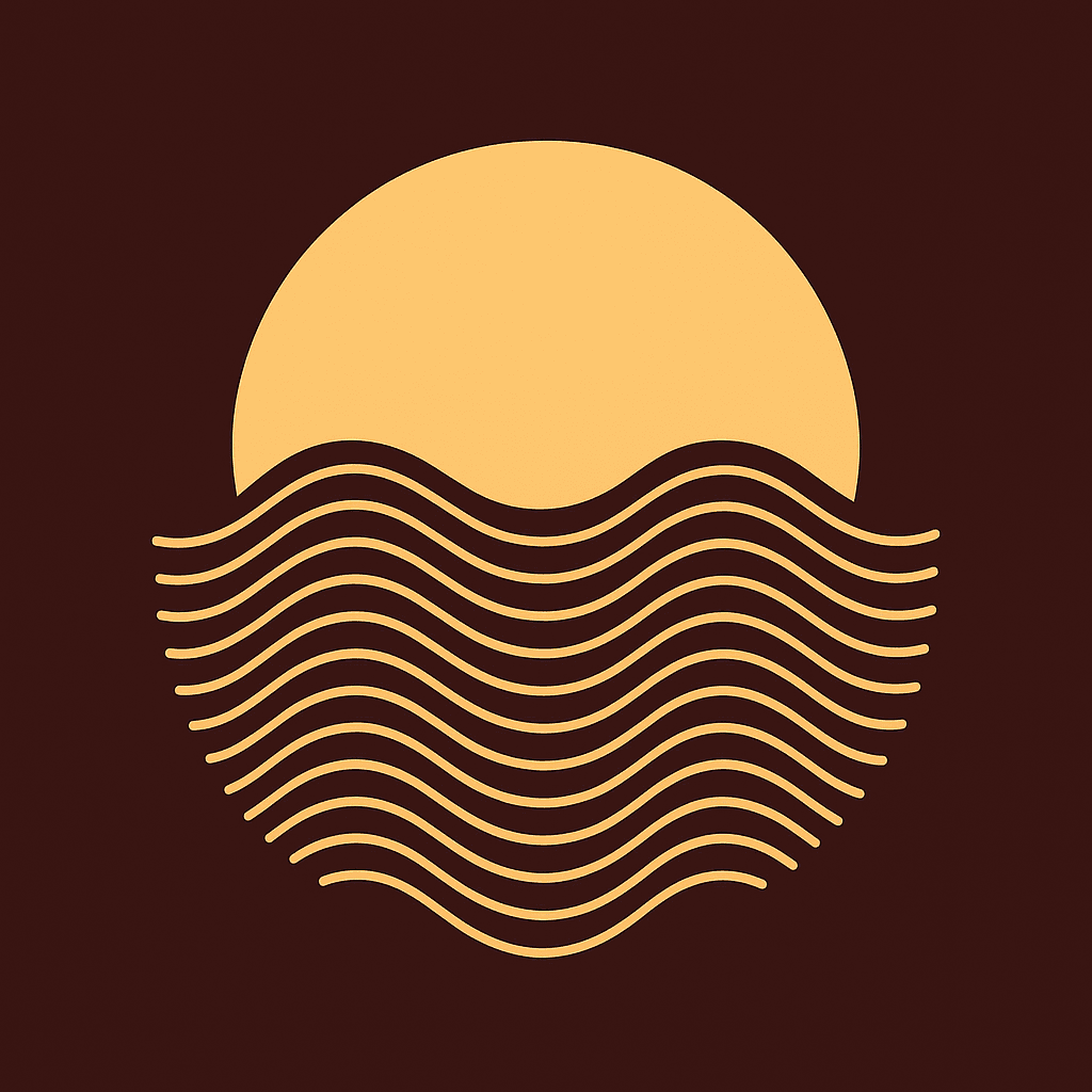Minimalist Retro Sunset with Wavy Lines