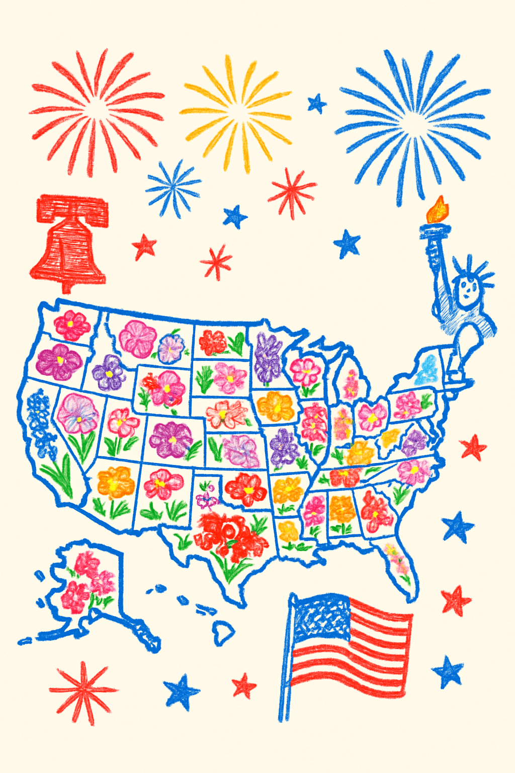 Floral Map of America Celebration