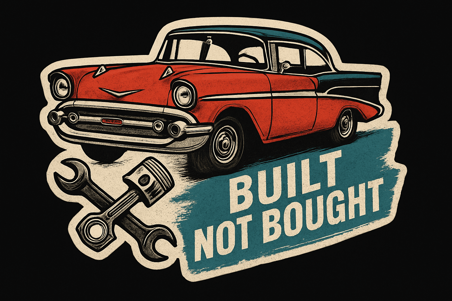 Vintage Muscle Car Built Not Bought Sticker
