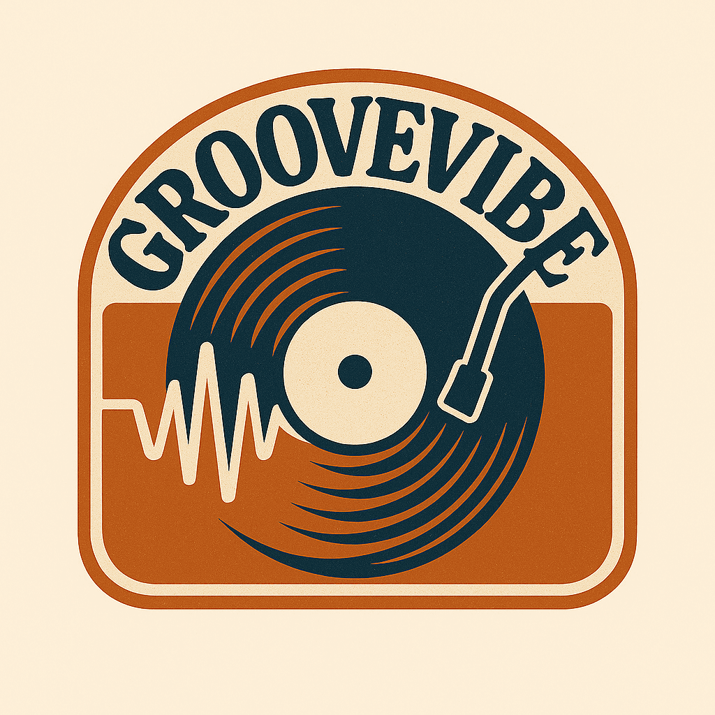 Retro GrooveVibe Vinyl Record Logo