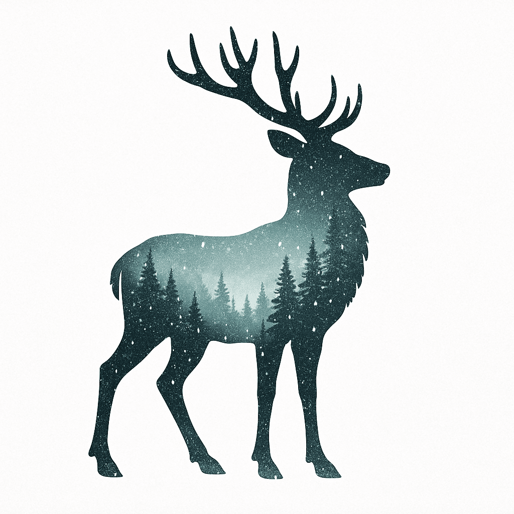 Winter Forest Deer Silhouette