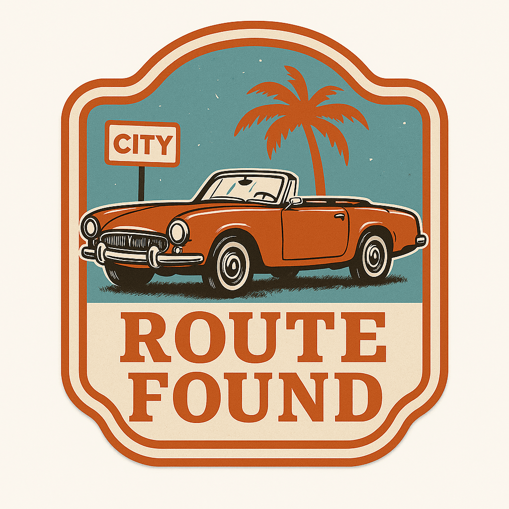 Vintage Convertible Route Found Sticker