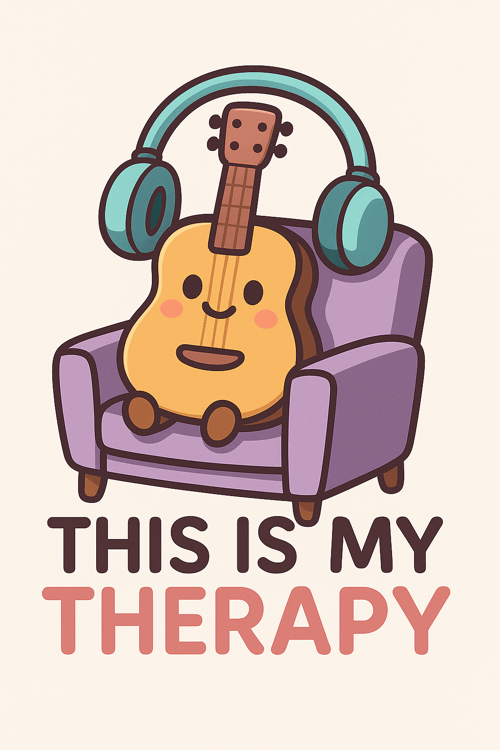 Cute Guitar Therapy Cartoon Sticker