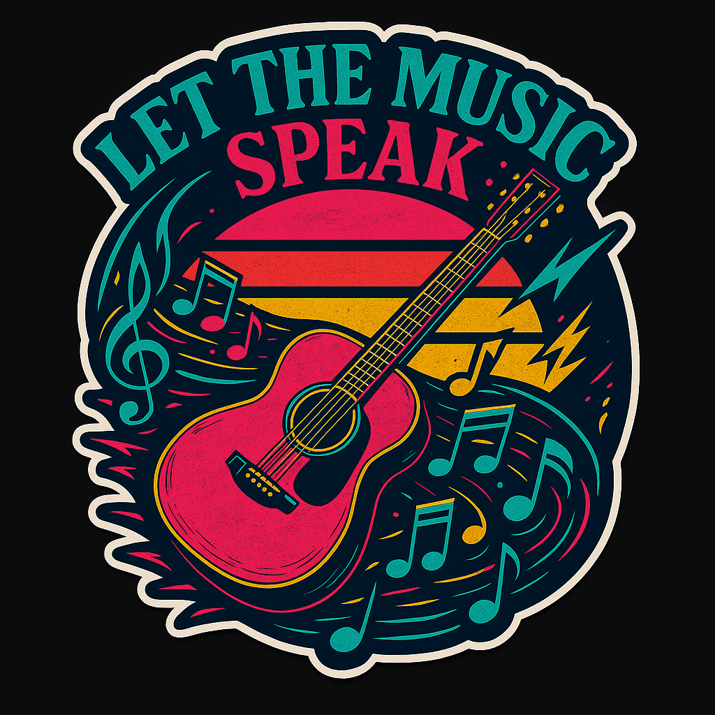 Let The Music Speak Guitar Vibes Sticker
