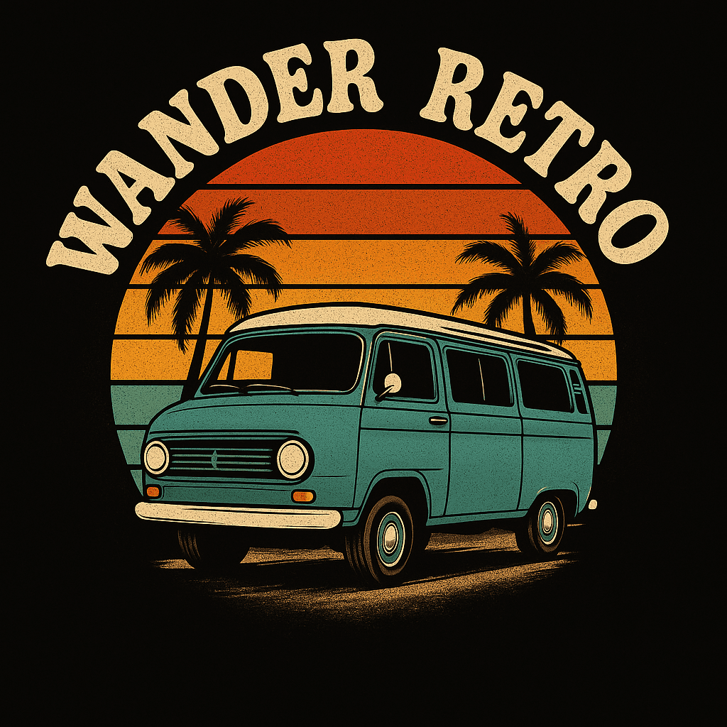 Wander Retro Van with Sunset and Palms