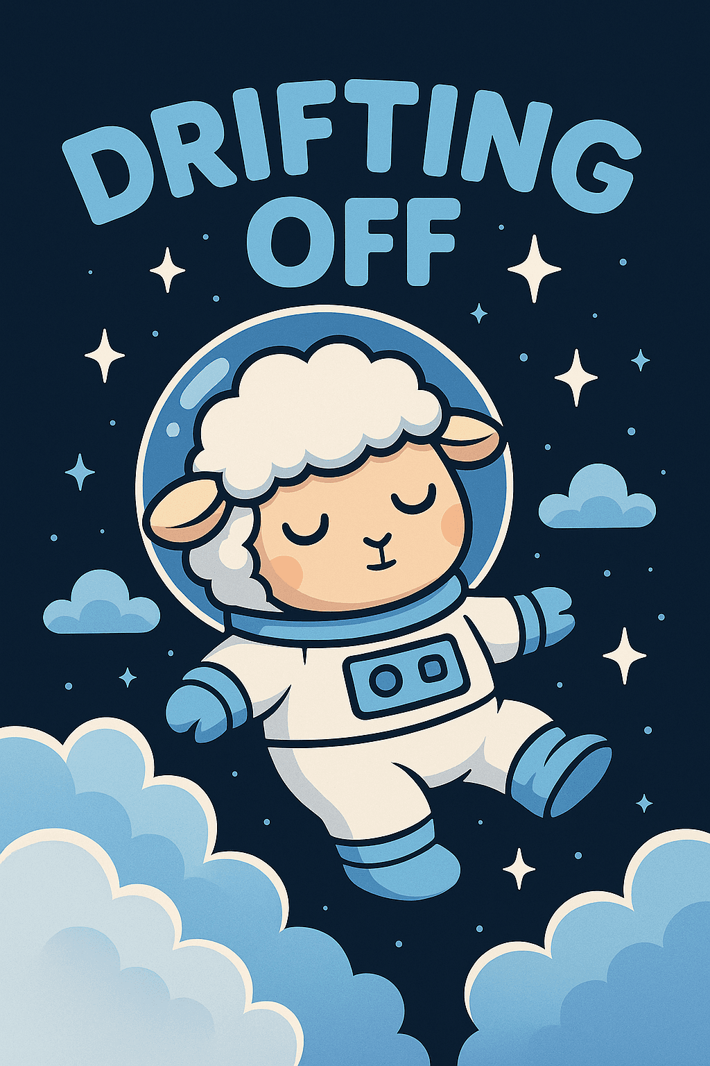 Cute Astronaut Lamb Drifting Off to Sleep