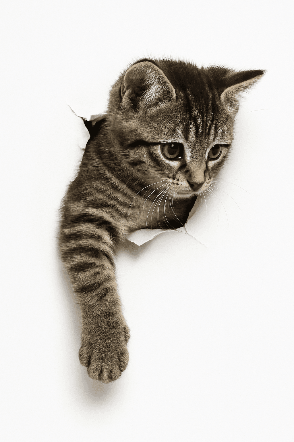 Curious Kitten Breaking Through