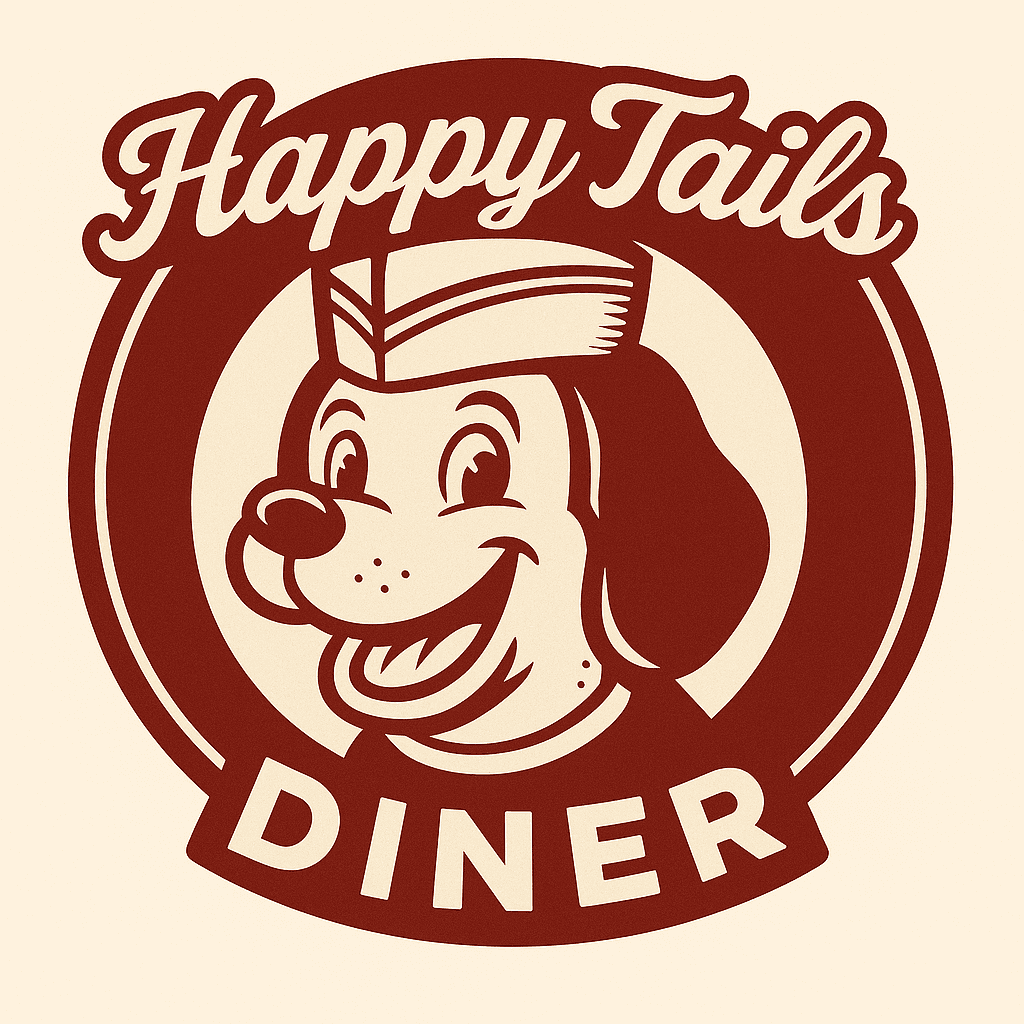 Happy Tails Diner Retro Dog Mascot Logo