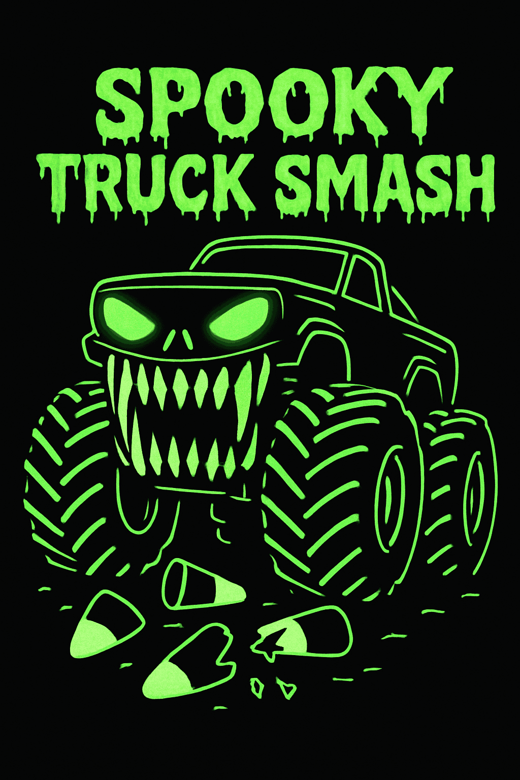 Spooky Monster Truck Smash Glow Design