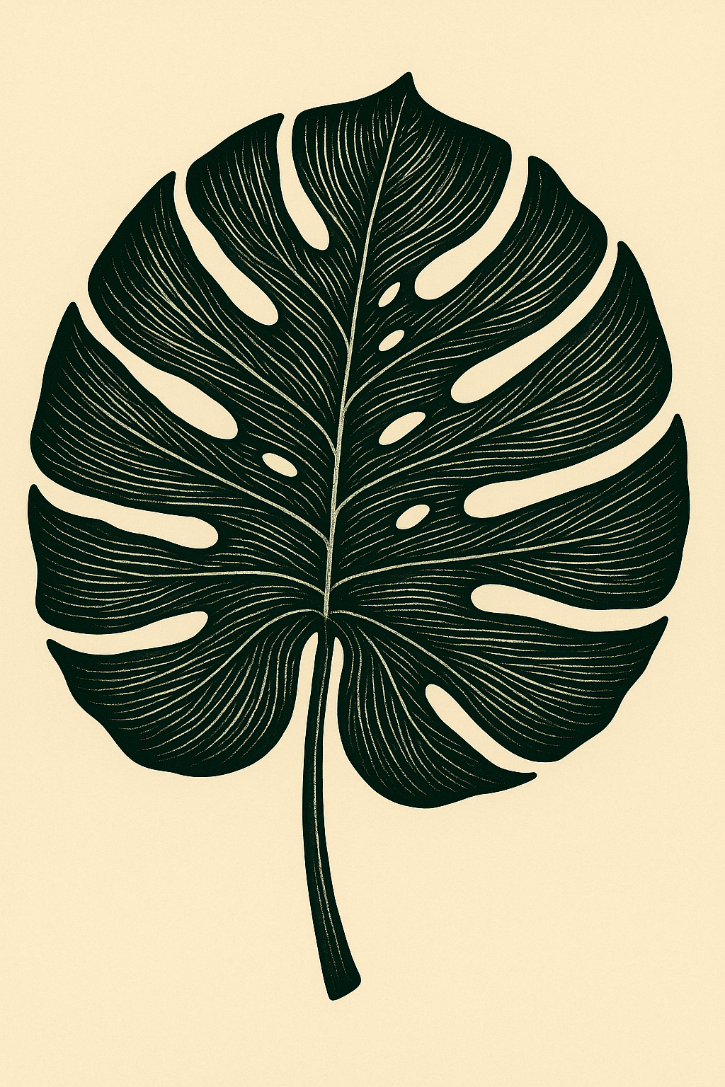 Vintage Monstera Leaf Botanical Print