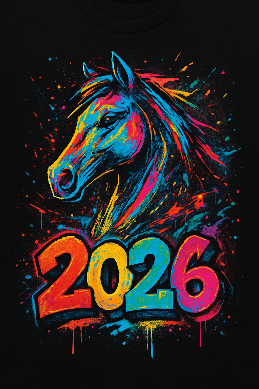 Vibrant Neon Horse 2026 Design