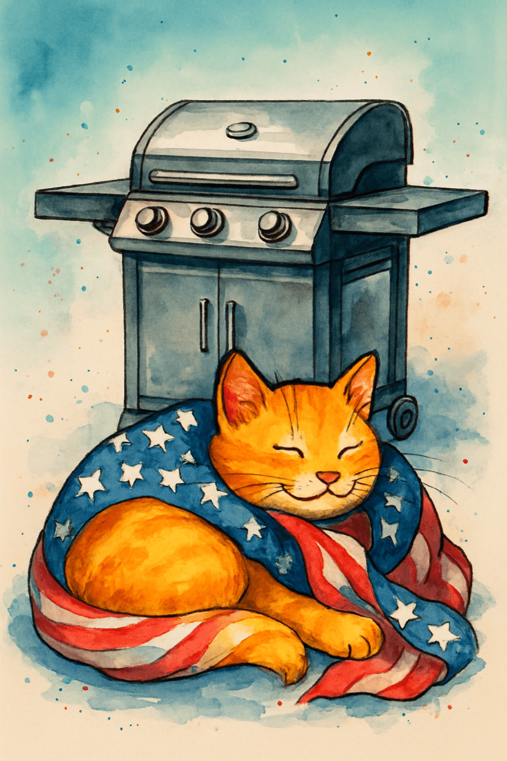 Grillin’ and Chillin’ with a Patriotic Cat