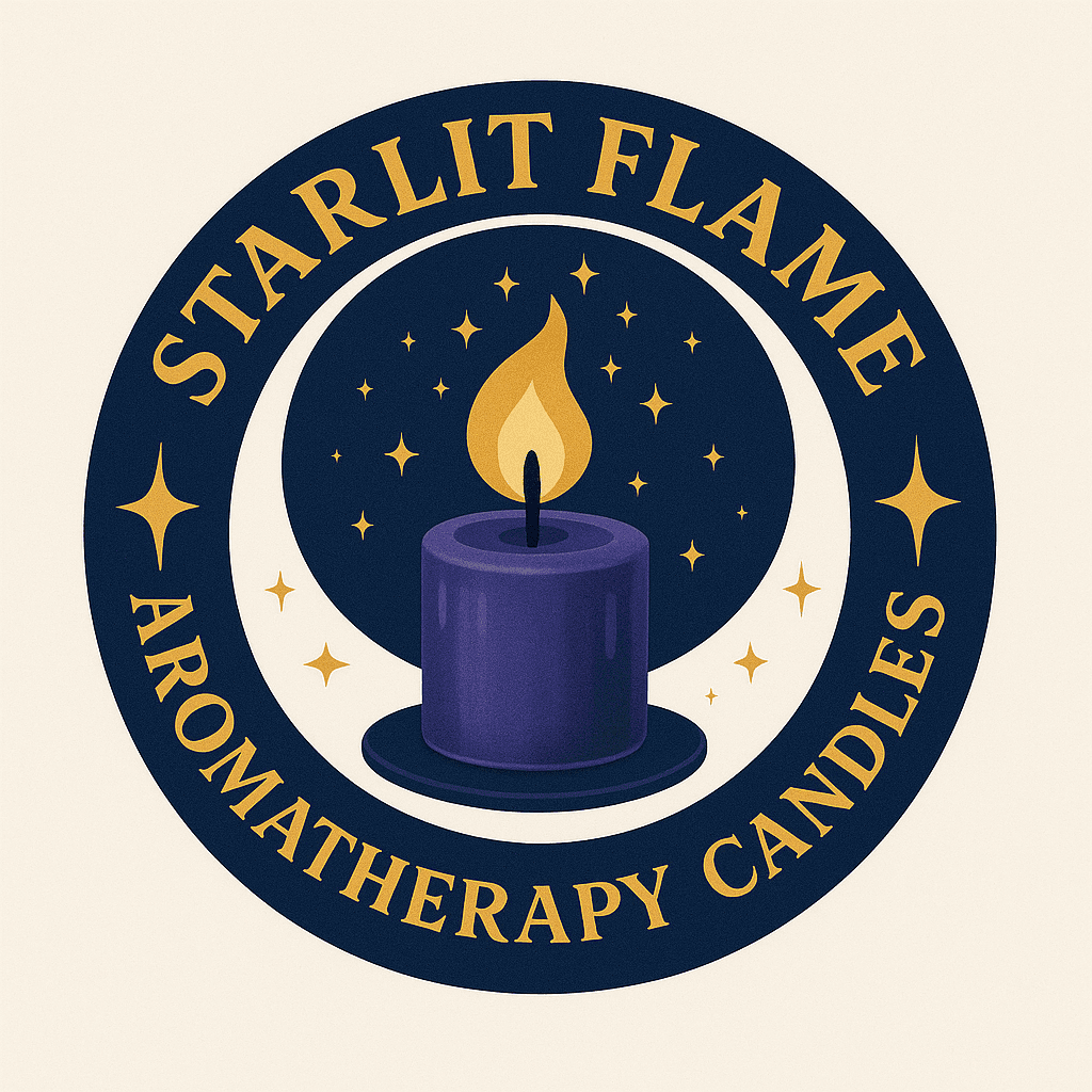 Mystical Aromatherapy Candle Logo with Starry Flame