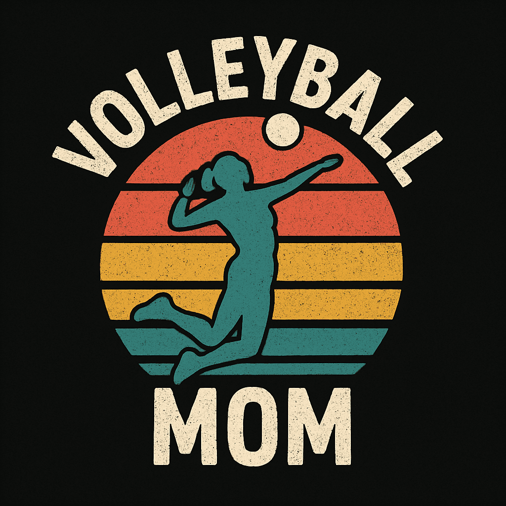 Vintage Volleyball Mom Silhouette Design