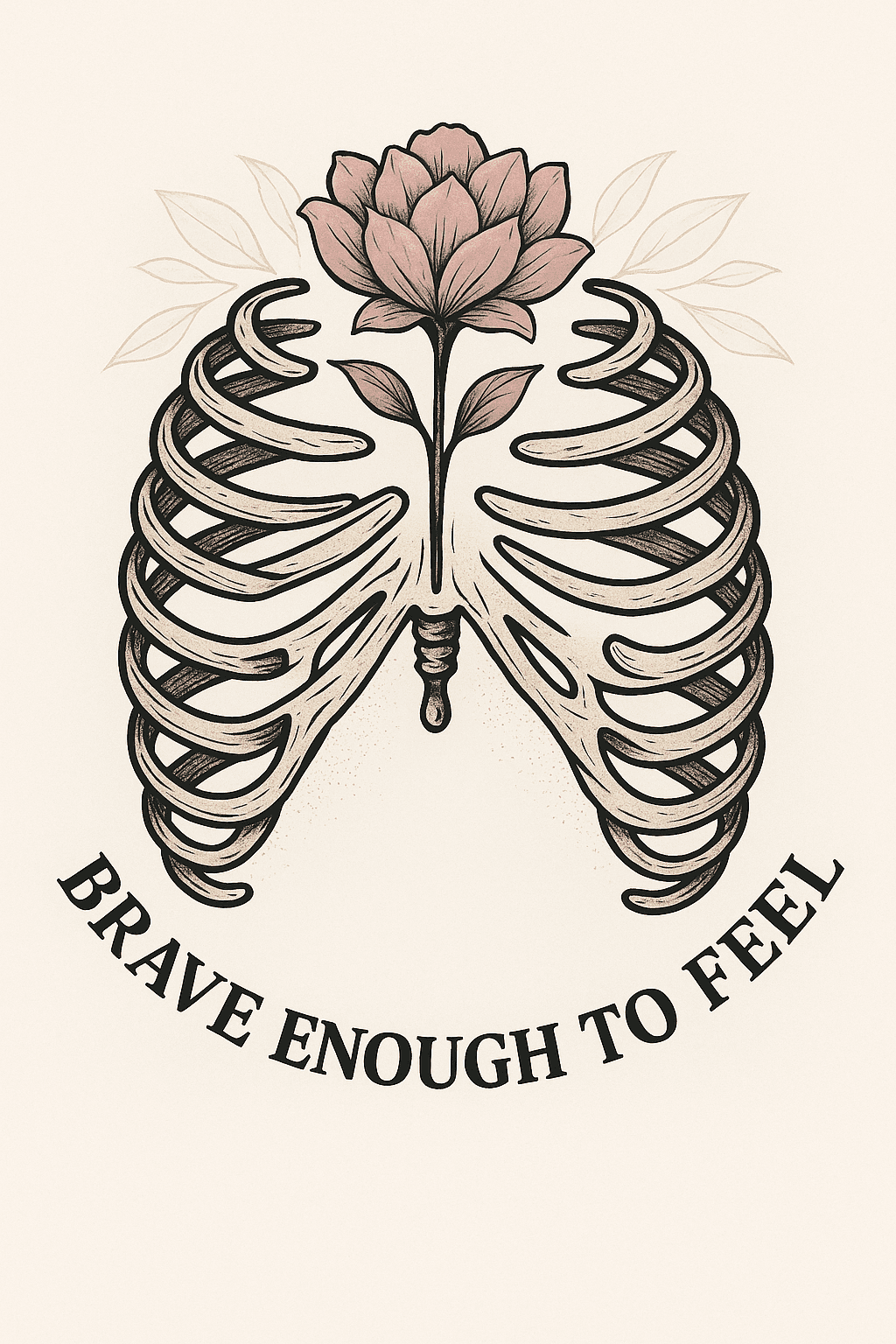 Floral Ribcage with Inspirational Quote Design