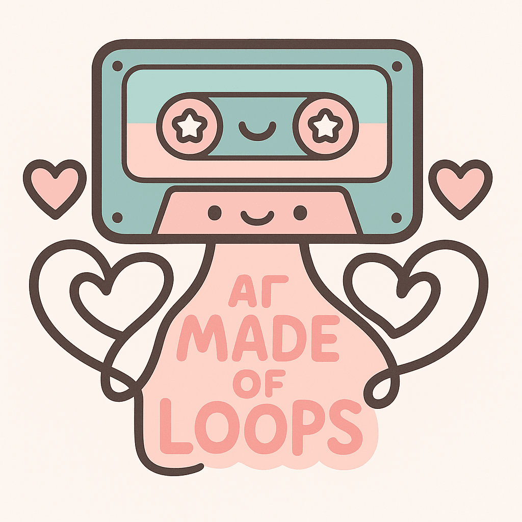 Cute Retro Cassette Tape with Heart Loops Sticker