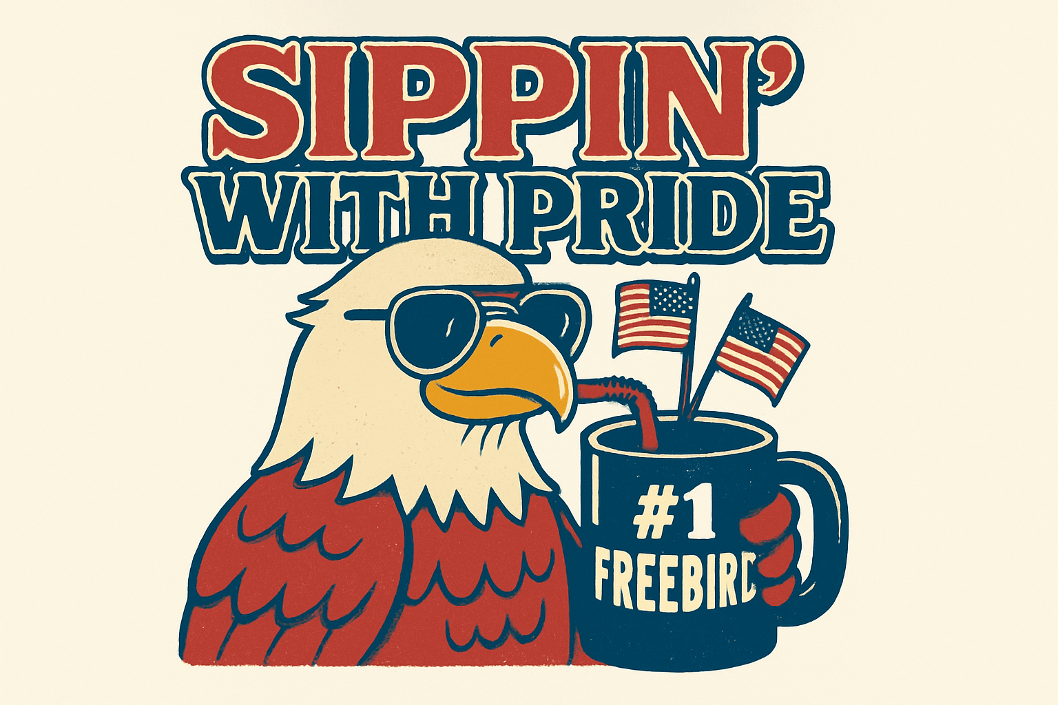 Sippin' with Pride: A Fun Eagle Design