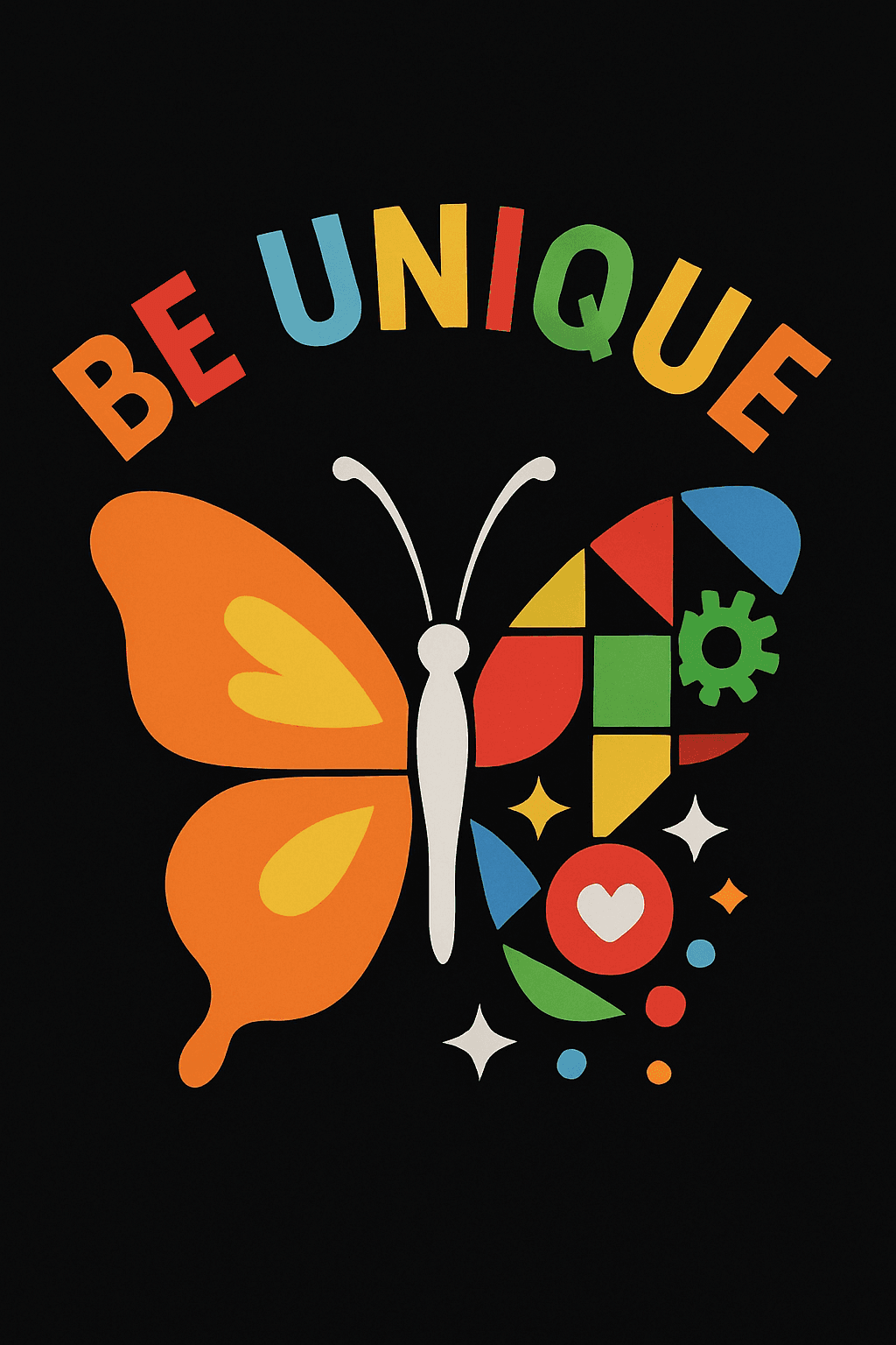 Be Unique Colorful Butterfly Graphic Tee