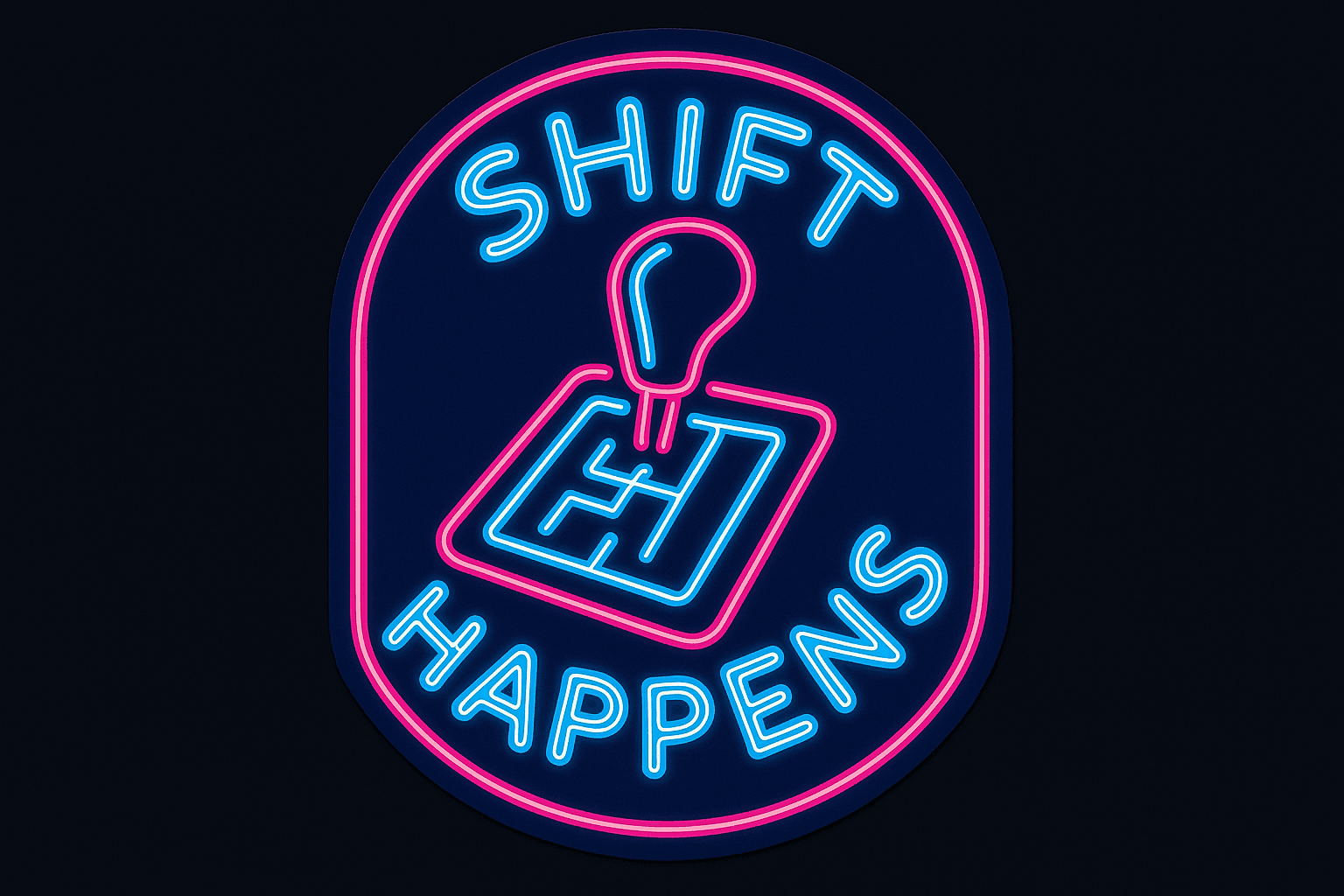 Neon Retro Gear Shift Sticker Design