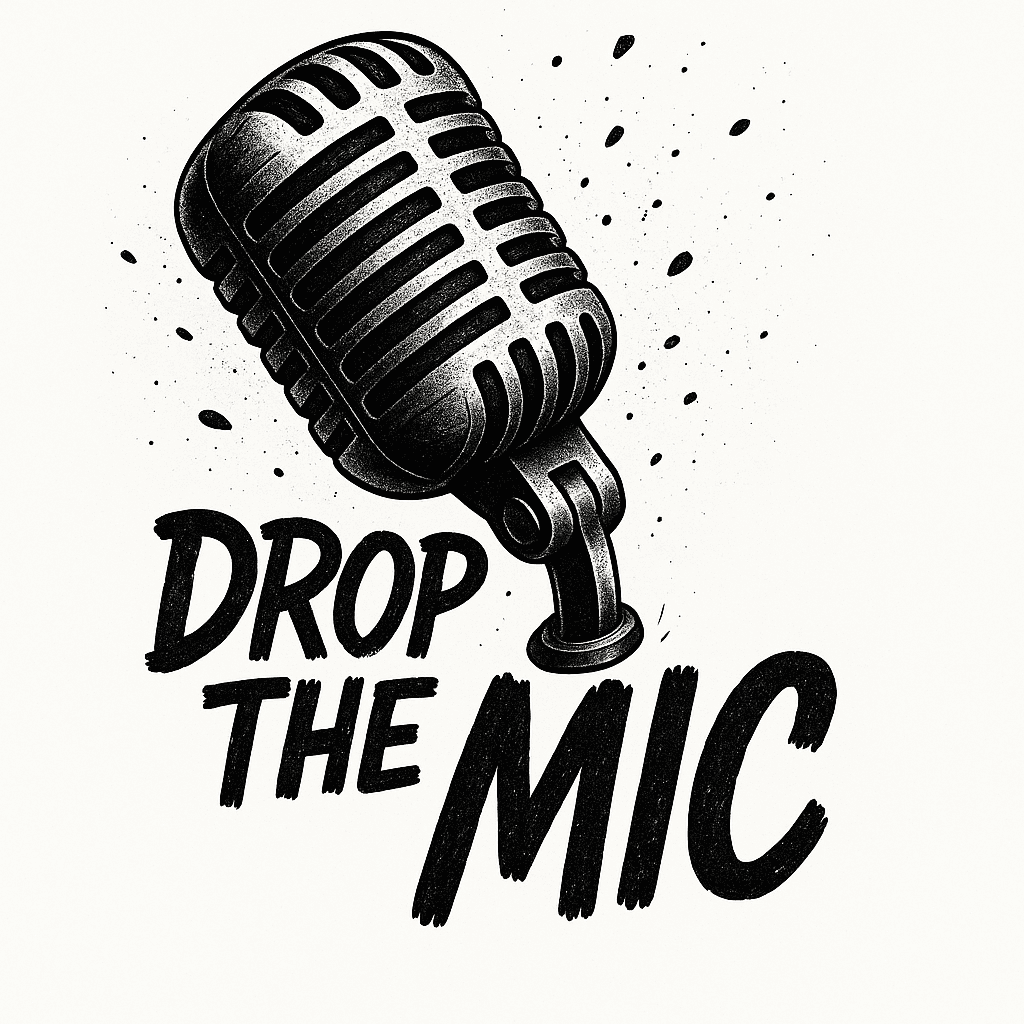 Retro Microphone Drop with Bold Typography Sticker