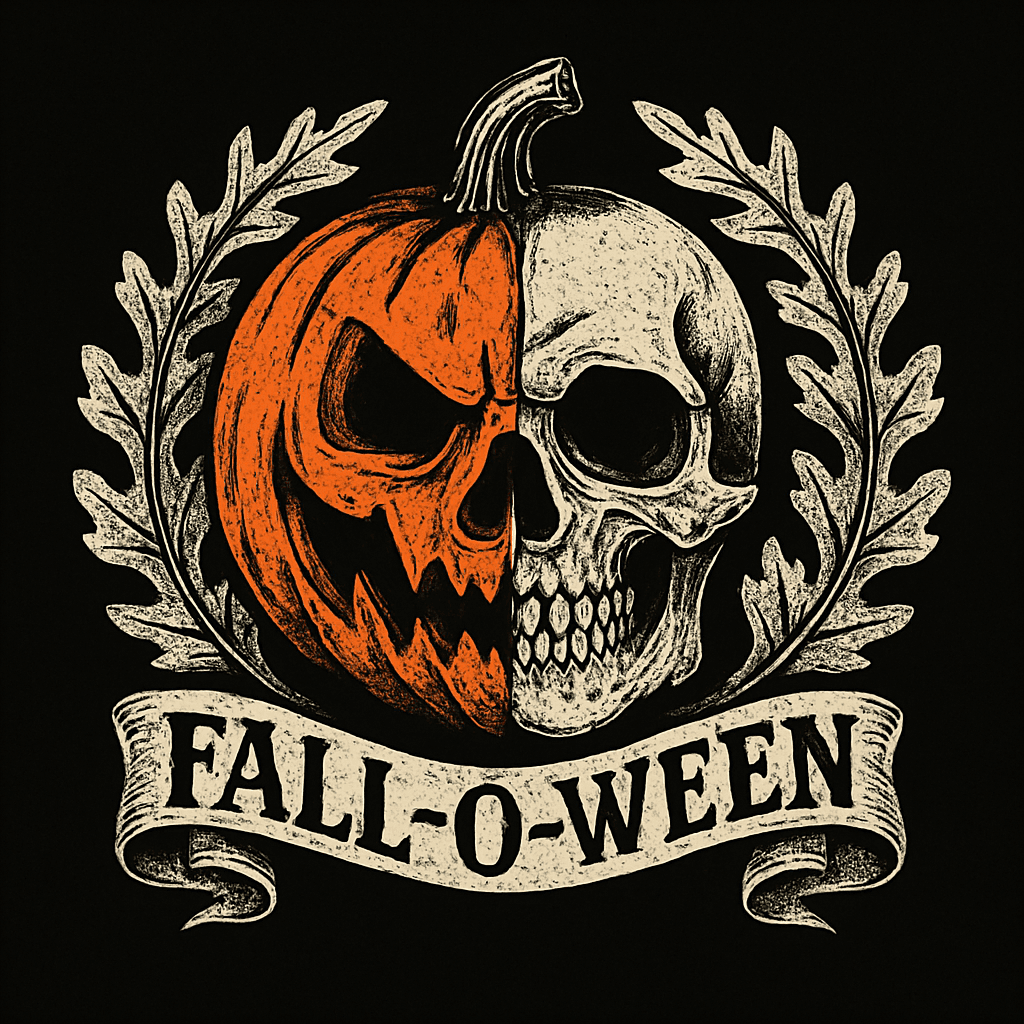 Fall-O-Ween Pumpkin Skull Emblem