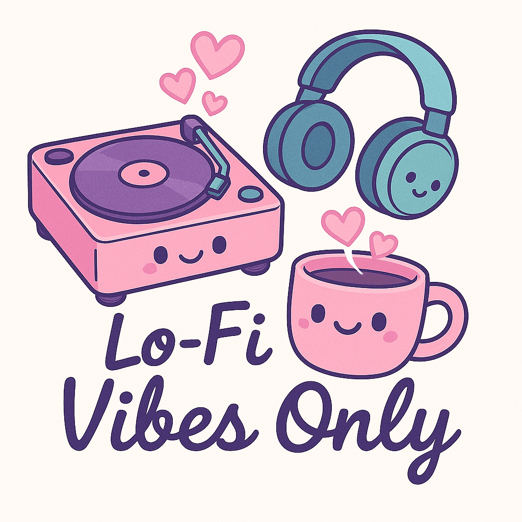 Cute Lo-Fi Vibes Sticker with Music & Coffee