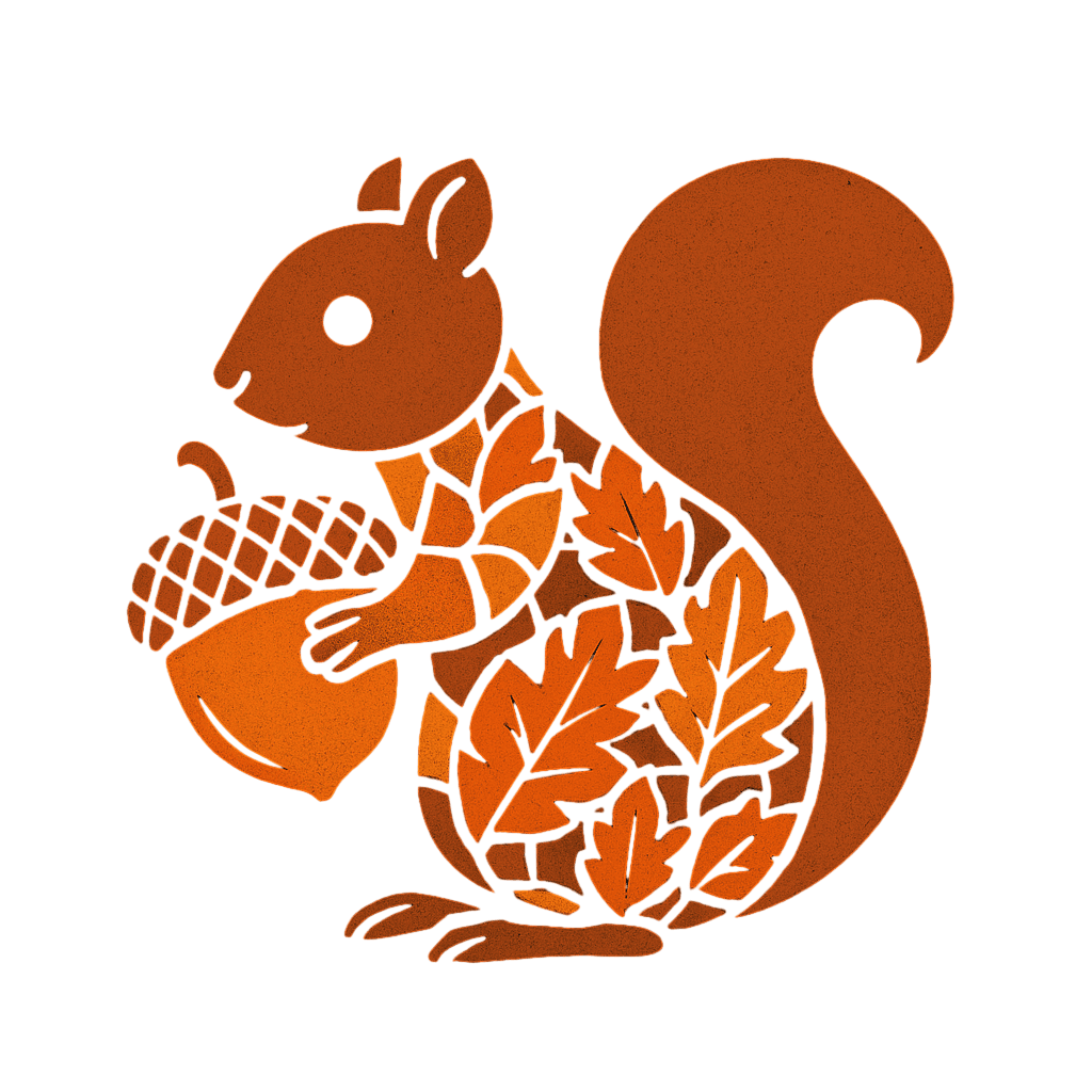 Autumn Leaves Squirrel with Acorn
