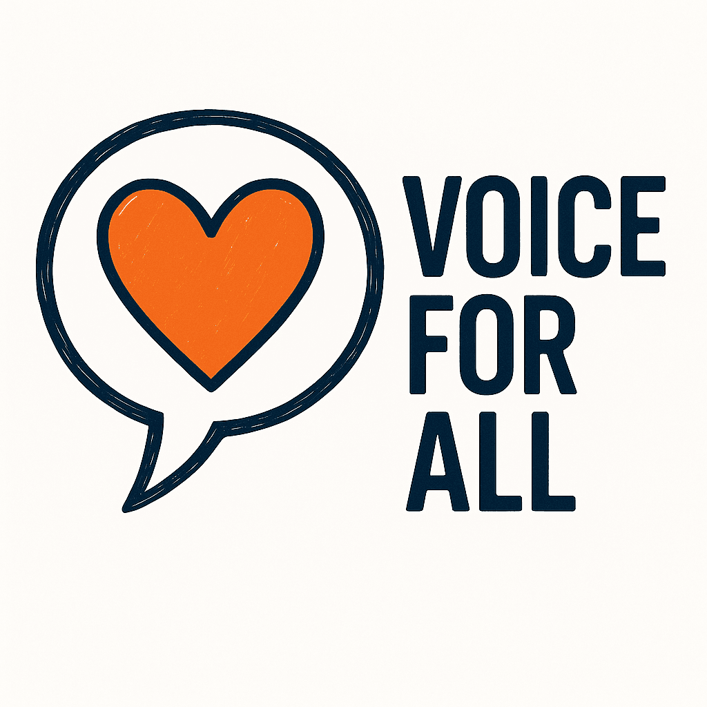 Voice for All with Heart Speech Bubble