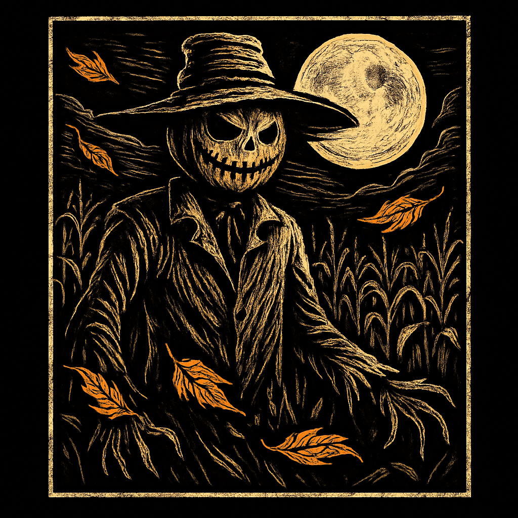 Haunting Scarecrow Under the Full Moon