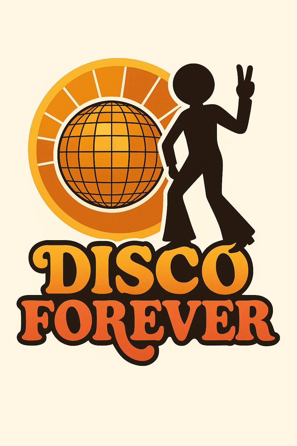 Retro Disco Forever Sticker with Dancing Silhouette
