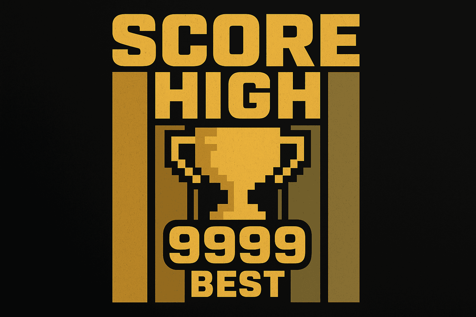 Pixelated Trophy with Score High 9999 Design