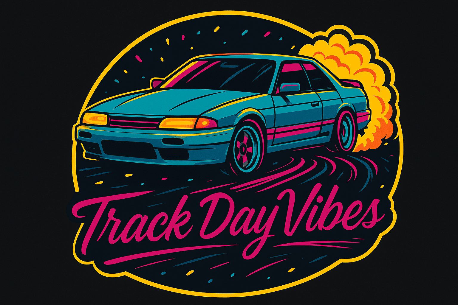 Neon Drift Car Track Day Sticker