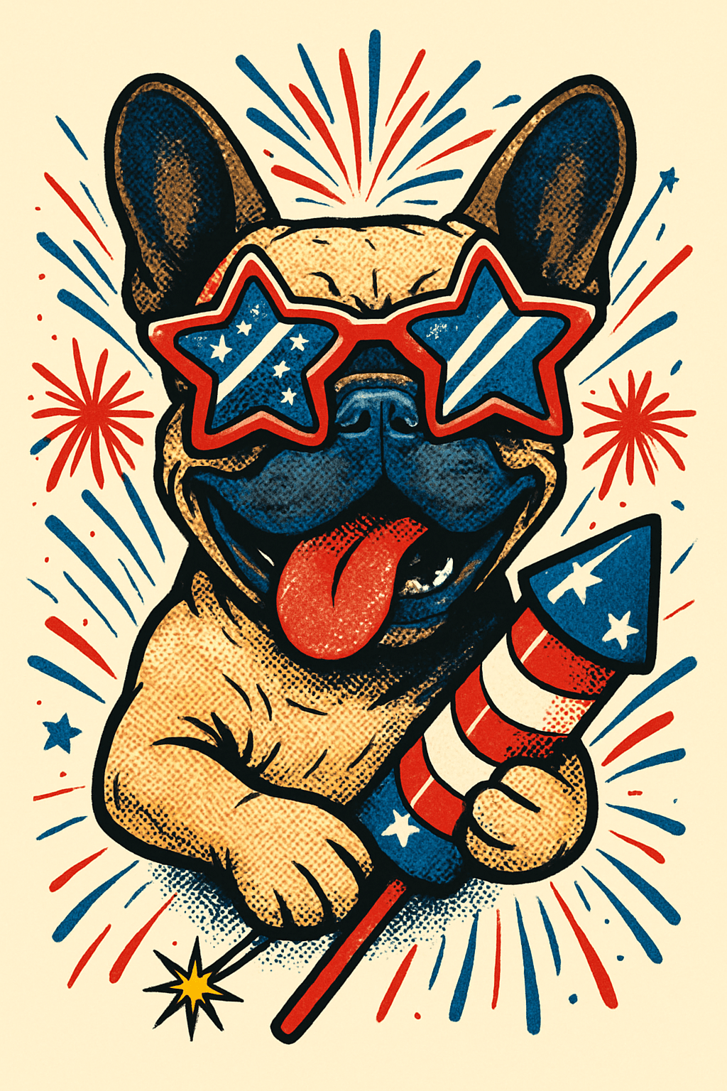Patriotic Pup with Fireworks Fun